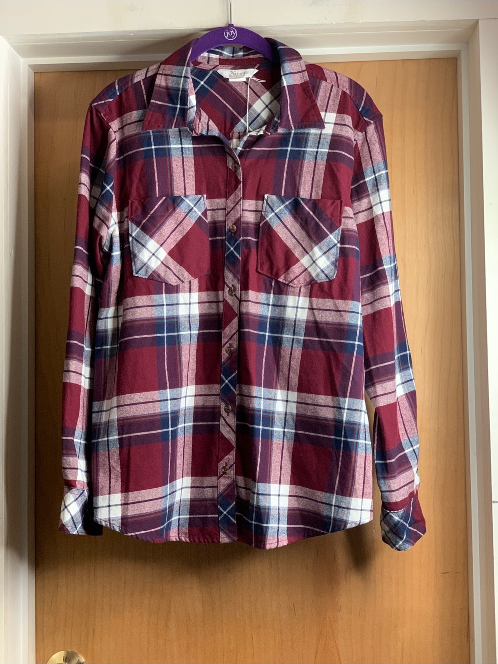 Natural Reflections Burgundy Plaid ButtonDown Shirt Size-Large Classic Americana